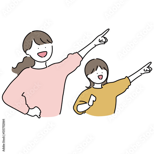 お母さんと女の子「進め！」