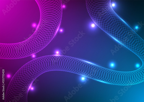 Digital technology Wavy background. Design for abstract fluid curve wave shape wireframe connect telecoms line internet online fiber gradient.