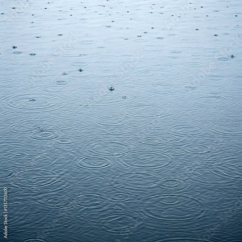 Wallpaper Mural A lake under a gentle summer rain, with raindrops creating ripples on the surface, AI Generated Torontodigital.ca