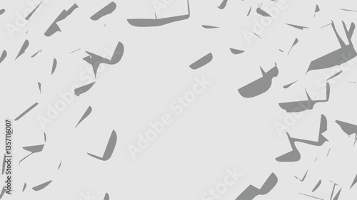 The image is a digitally created abstract composition featuring numerous small, off-white squares scattered around the perimeter of the frame, leaving a central, larger, blank space. The squares