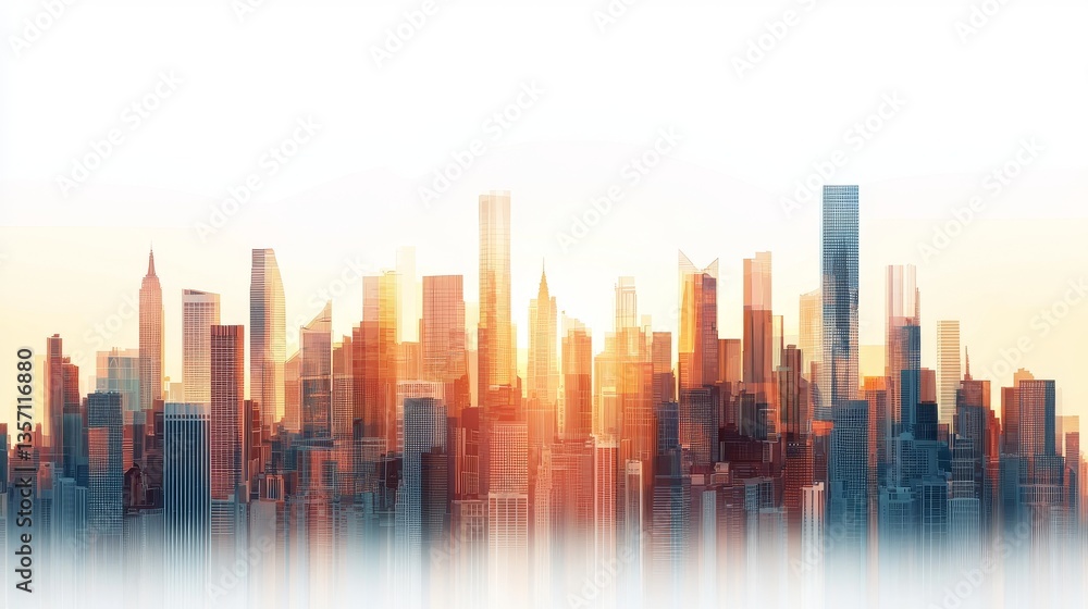 Modern urban buildings are depicted with motion blur in this interior city view Modern urban buildings are depicted with motion blur in this interior city view