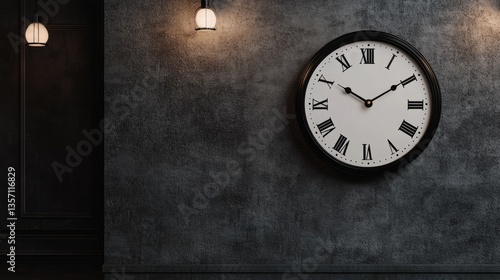 Wallpaper Mural Vintage Wall Clock Against Dark Textured Background in Elegant Room Torontodigital.ca