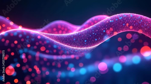 Glimmering Particles Dance Across Rolling Waves of Light and Color