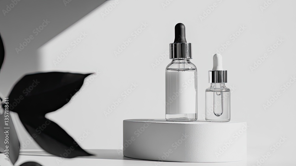 Elegant Minimalist Display of Glass Droppers with Natural Light Elegant Minimalist Display of Glass Droppers with Natural Light