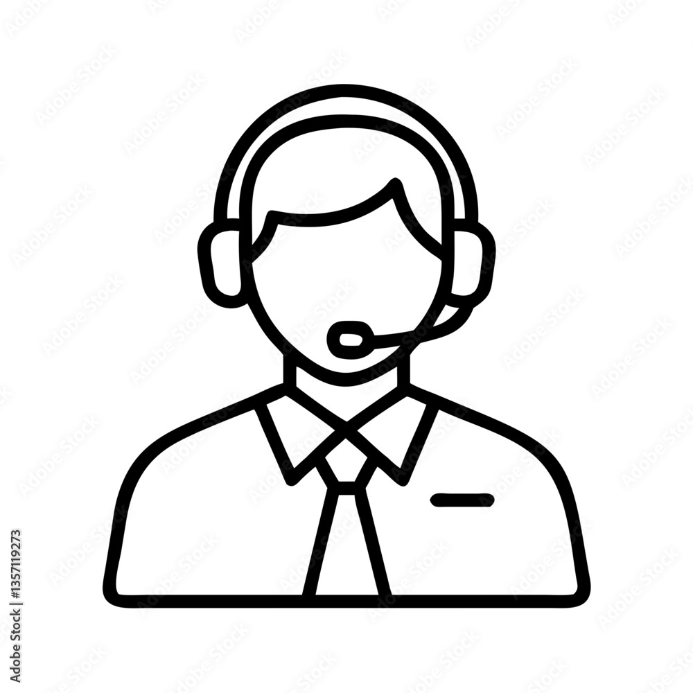 Simple Line Icon of a Customer Service Representative Simple Line Icon of a Customer Service Representative