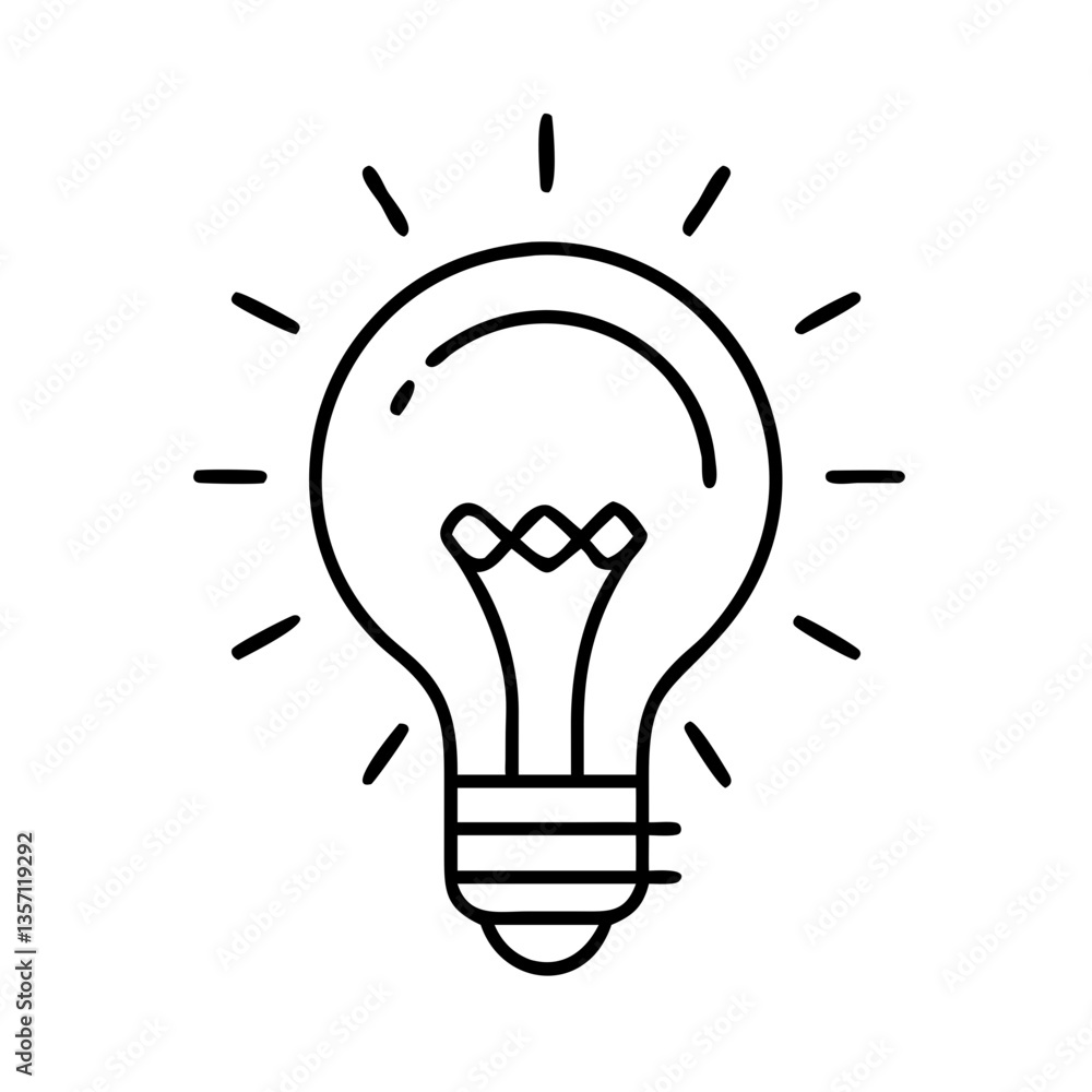 Simple Line Art Illustration of a Lightbulb, Symbolizing Inspiration. Simple Line Art Illustration of a Lightbulb, Symbolizing Inspiration.