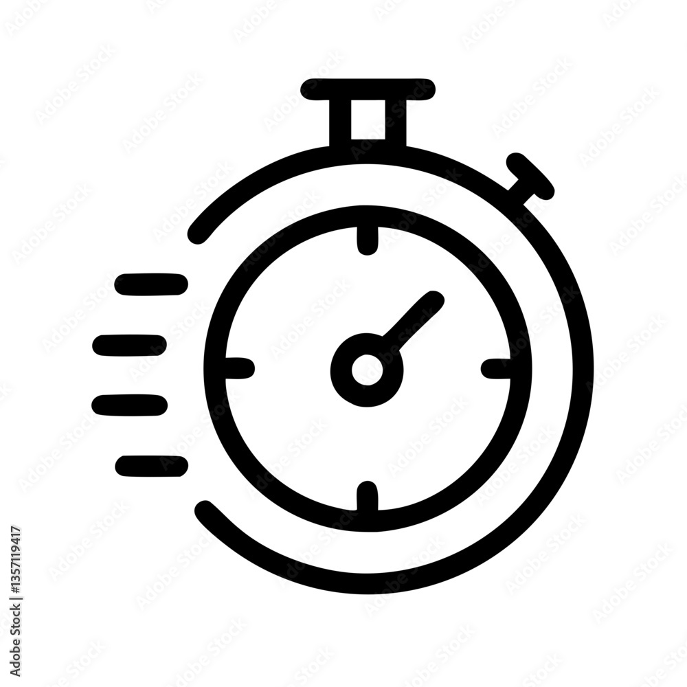 Simple stopwatch icon with fast speed, perfect for time management. Simple stopwatch icon with fast speed, perfect for time management.