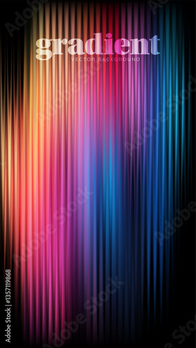 Abstract fractal ripple glass distortion effect background. Ribbed glass texture with vibrant gradients smooth fluted vertical lines. Reeded Bold dynamic design blending futuristic tones
