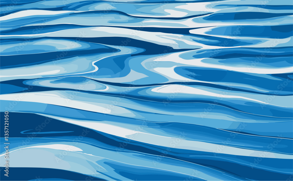 Abstract background with a blue and white watercolor painting body of water. The water is calm and still, with ripples and waves gently lapping against the shore. The painting captures the serenity Abstract background with a blue and white watercolor painting body of water. The water is calm and still, with ripples and waves gently lapping against the shore. The painting captures the serenity