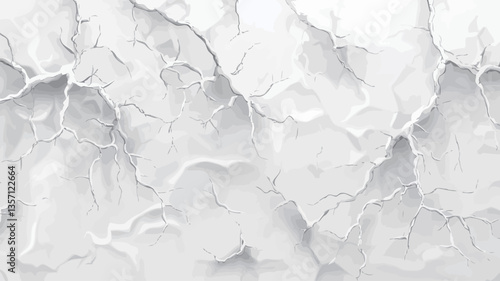 The image shows a close-up view of a white textured surface. The texture is uneven and shows various crevices and bumps, creating a rough and slightly cracked appearance. The overall color palette