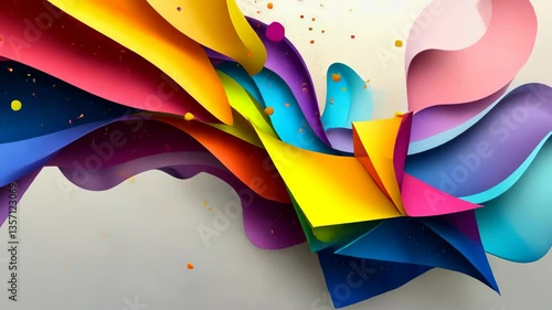 Colorful Abstract Shapes Morph and Transform into a Vibrant Wave