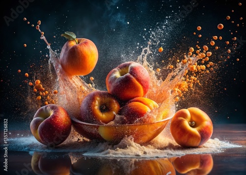 Abstract Peach Orange Watercolor Splashes Night Photography