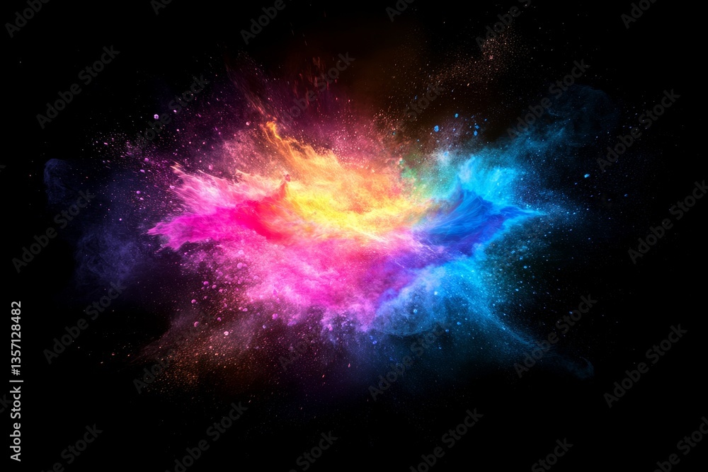 Obraz premium a vibrant explosion of colorful powder, creating an abstract display of light and energy