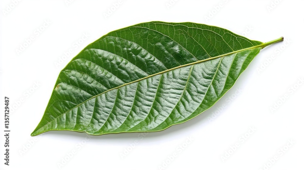 Obraz premium green cocoa leaf isolated on white 