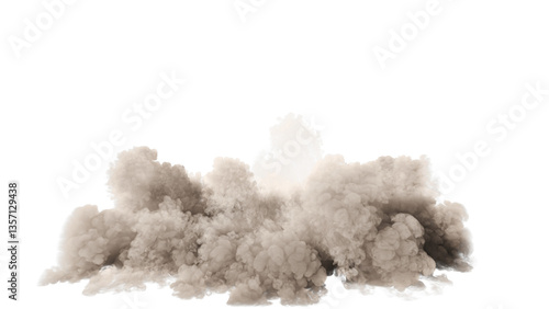 Cuadro en lienzo Isolated Large plume of dense and billows smoke or steam on uniform background
