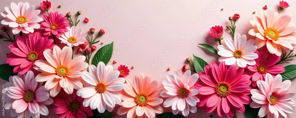 An array of colorful and vibrant flowers in pink, white, and peach shades, creating a lively floral arrangement perfect for decor, lively, peach An array of colorful and vibrant flowers in pink, white, and peach shades, creating a lively floral arrangement perfect for decor, lively, peach