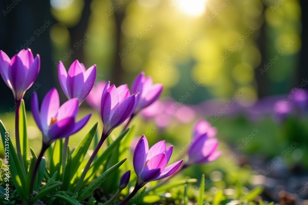Vibrant purple flowers blooming in Ujazdowski Park during spring, vibrant, blooming Vibrant purple flowers blooming in Ujazdowski Park during spring, vibrant, blooming