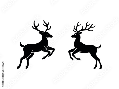 Two deer silhouette vector illustration