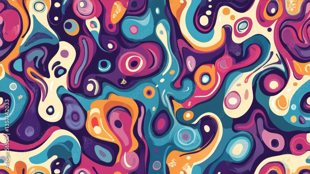 Dynamic Abstract Composition with Intricate Swirls and Vibrant Multicolor Organic Shapes Display Dynamic Abstract Composition with Intricate Swirls and Vibrant Multicolor Organic Shapes Display