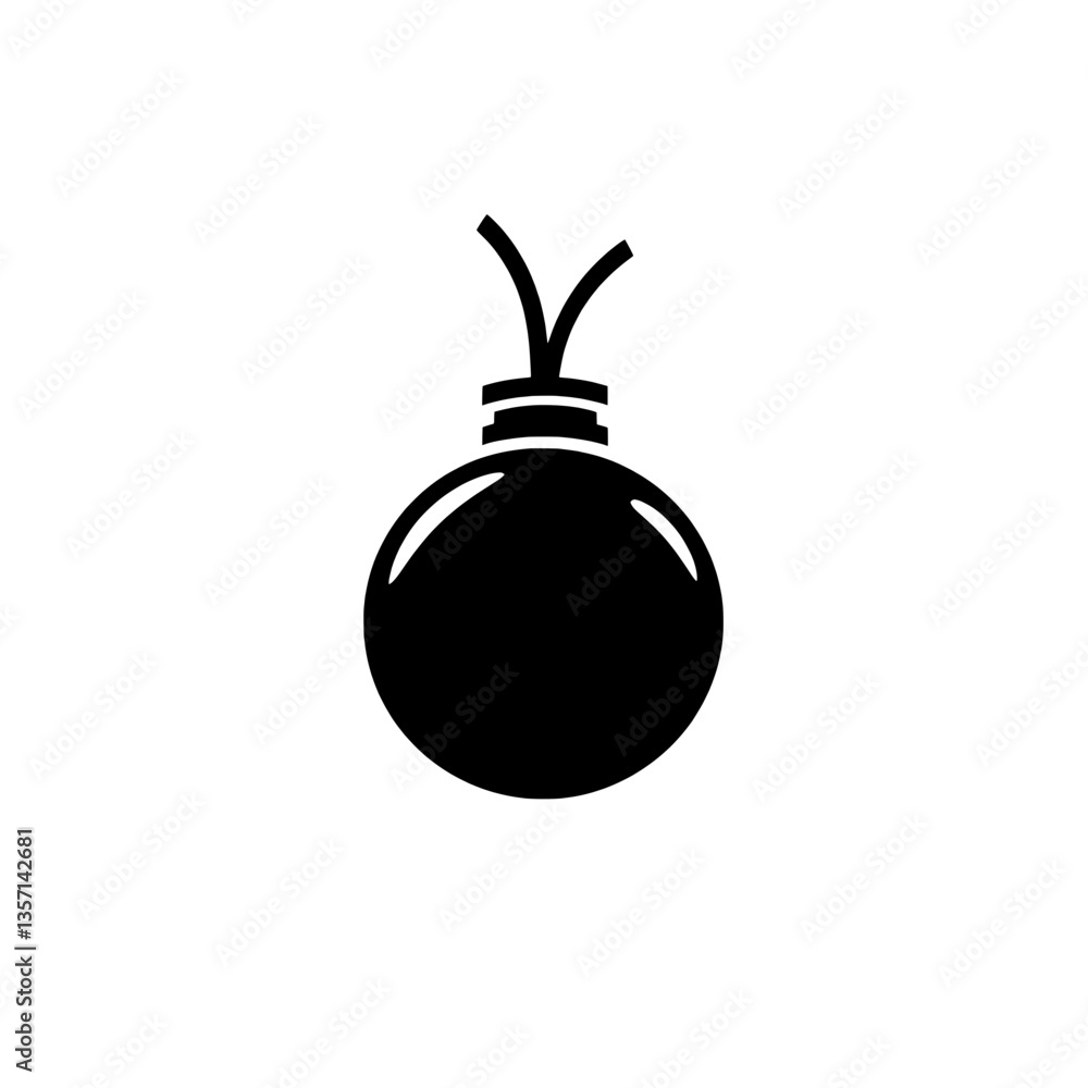 Minimalistic Christmas ornament with a small lit fuse, blending holiday festivity with an element of surprise in a simple vector design. Minimalistic Christmas ornament with a small lit fuse, blending holiday festivity with an element of surprise in a simple vector design.