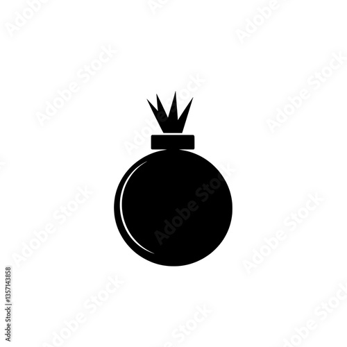 Shiny round bomb with a glowing fuse, representing an imminent explosion, risk, or action concept in a simple vector style.