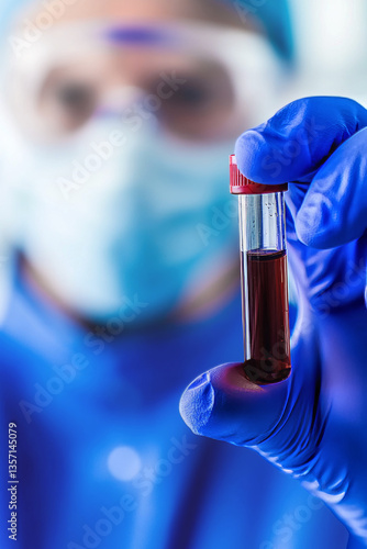 scientist in laboratory with test tubes