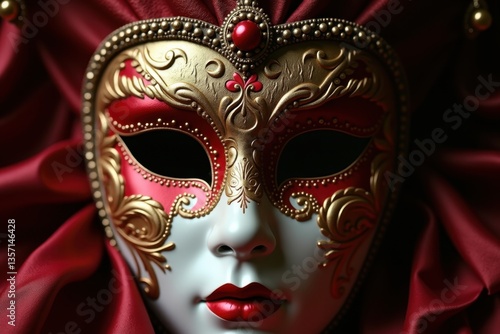 Wallpaper Mural Venetian mask with intricate red gold design Torontodigital.ca