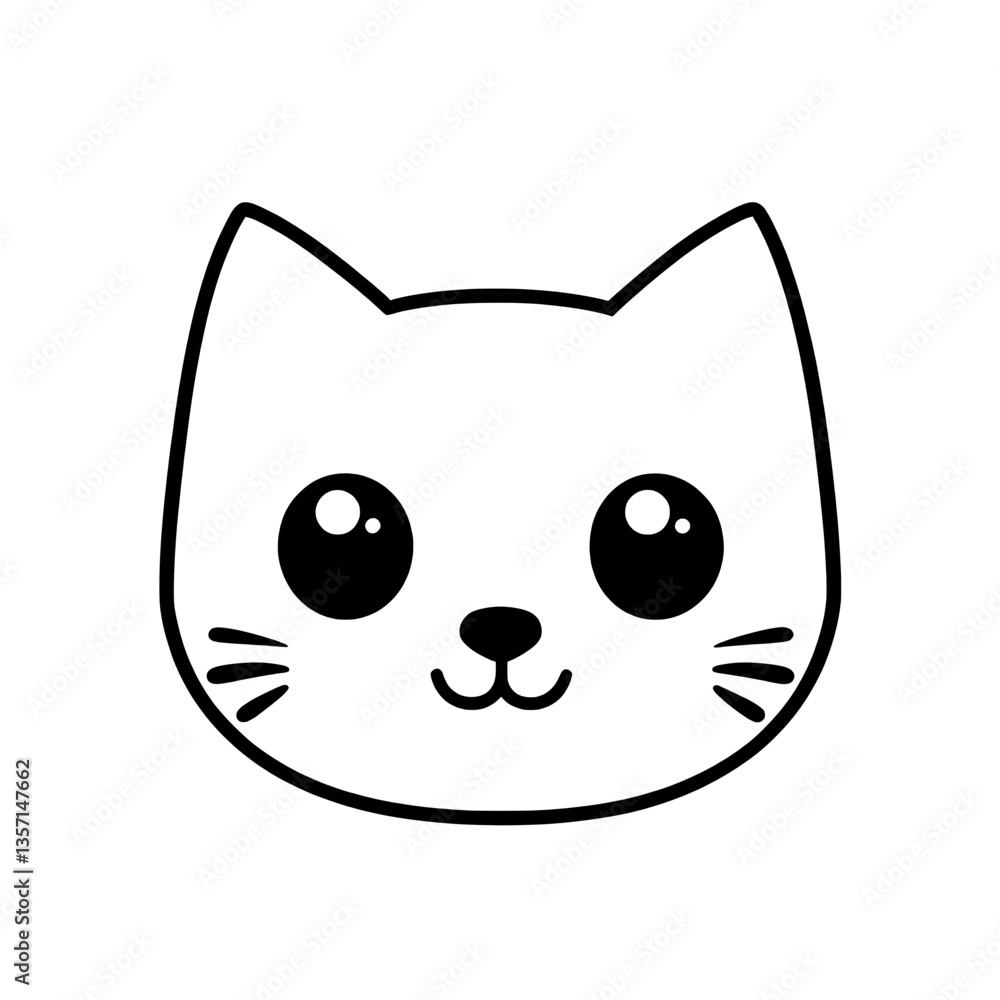 Minimalist cat face icon with a simple and cute design, great for branding, pet-related graphics, and modern animal illustrations. Minimalist cat face icon with a simple and cute design, great for branding, pet-related graphics, and modern animal illustrations.