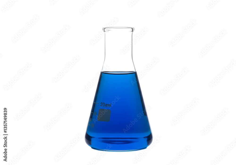 Blue Liquid in Erlenmeyer Flask isolated on transparent background Blue Liquid in Erlenmeyer Flask isolated on transparent background
