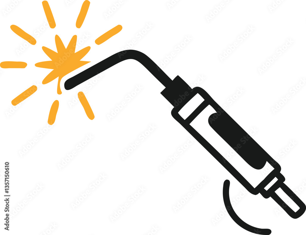 Welding Torch Icon with Spark Burst Welding Torch Icon with Spark Burst