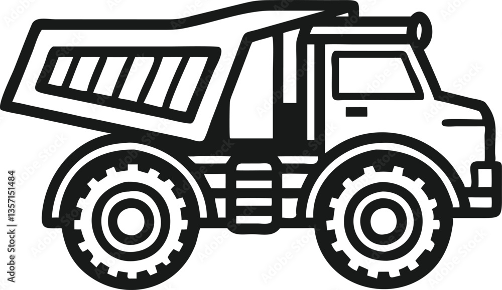 Simple Line Art Illustration of a Dump Truck Simple Line Art Illustration of a Dump Truck