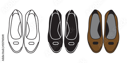 Simple Shoe Illustrations in Black and White and Brown