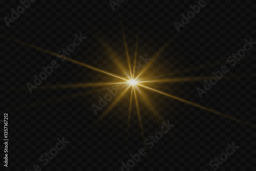 Flash of star and light rays of light.