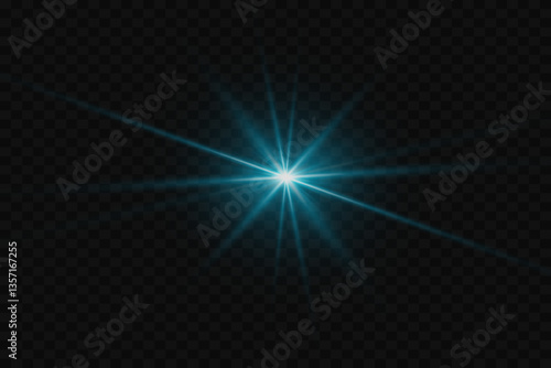Flash of star and light rays of light.