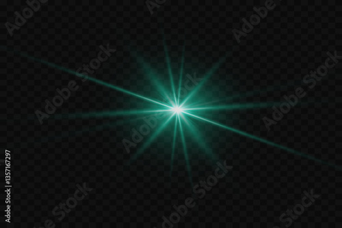 Flash of star and light rays of light.