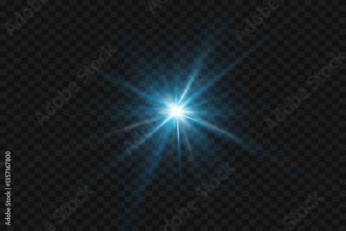 Flash of star and light rays of light.