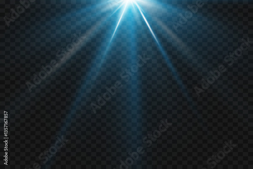 Flash of star and light rays of light.