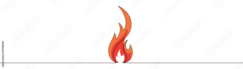 Continuous drawing of fire in one line. Fire flame one line art vector illustration Continuous drawing of fire in one line. Fire flame one line art vector illustration