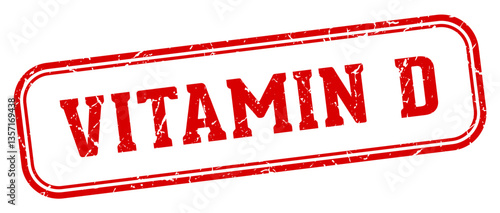 vitamin d stamp. vitamin d rectangular stamp on white background