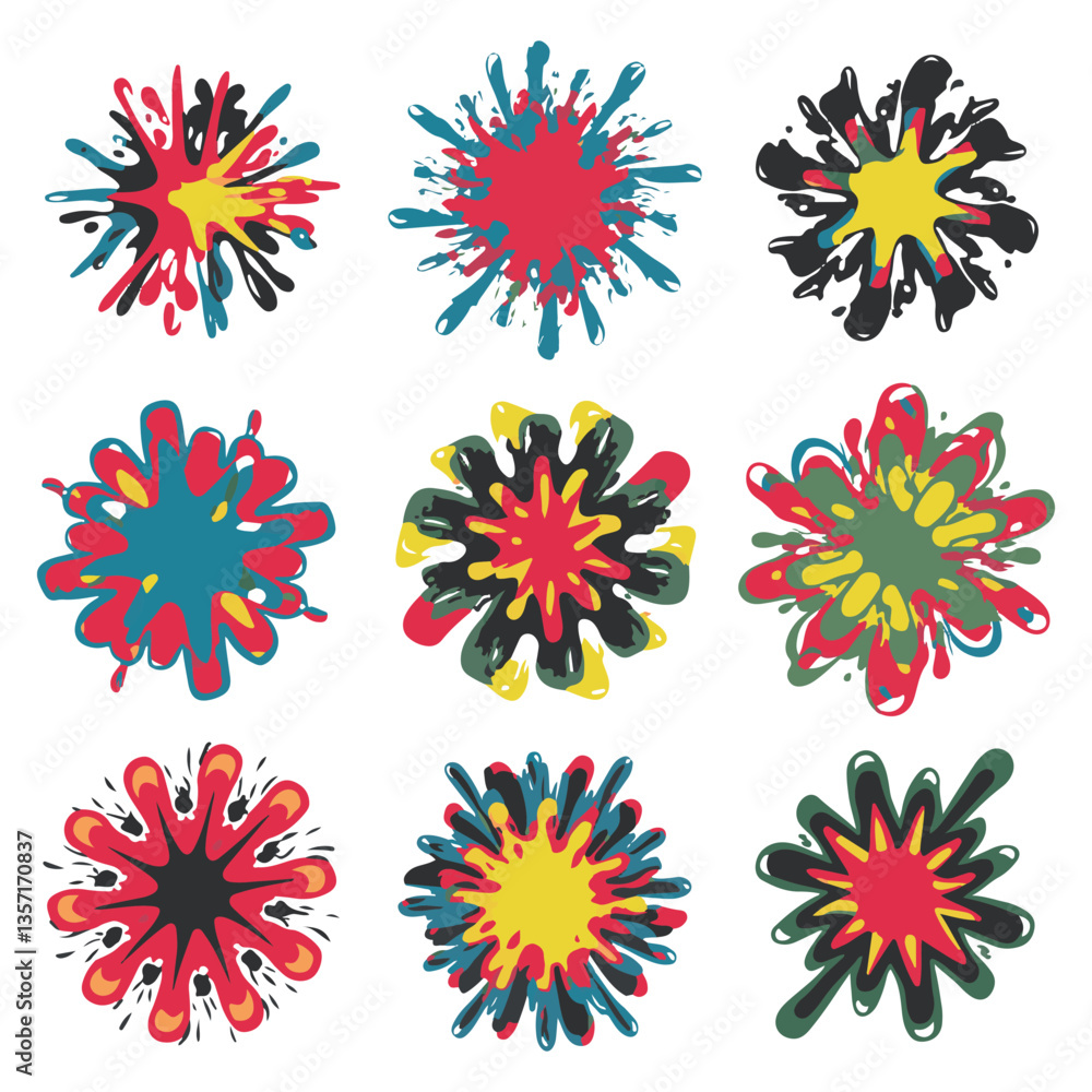 Vibrant Paint Splashes – Flat Vector Pack.