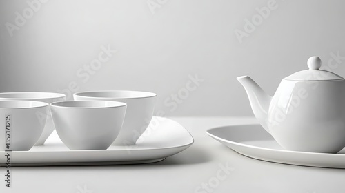 Wallpaper Mural White Tea Set On White Background Minimalist Porcelain Teapot And Cups Set For Tea Time. Simple And Elegant Table Setting. Clean And Minimalist Design. High Quality Porcelain Tea Set. Perfect For Torontodigital.ca