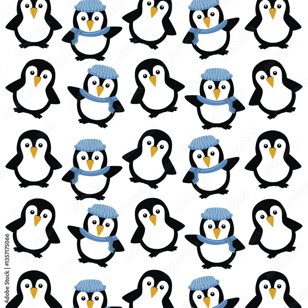 Obraz premium cute penguin seamless pattern for background