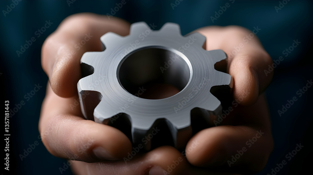 Close Up of Hands Holding a Metal Gear Close Up of Hands Holding a Metal Gear