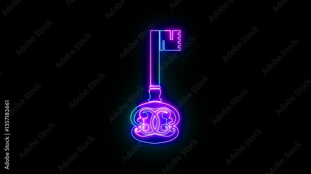 Glowing door key icon animation