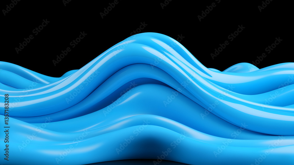 Fototapeta premium Abstract Digital Blue Background with Fluid Lines and Drops