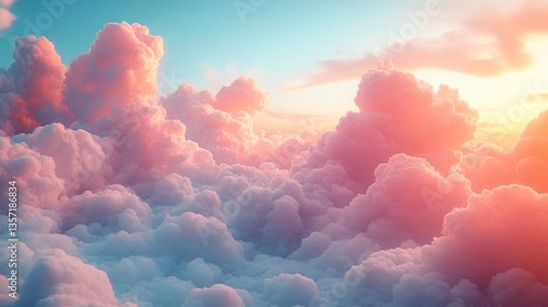 Wallpaper Mural Above the clouds at sunset, pink and orange hues paint the sky and fluffy clouds. Torontodigital.ca
