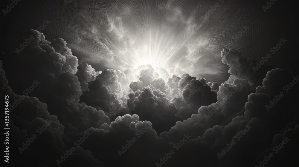 Obraz premium dramatic image of sun shining through clouds