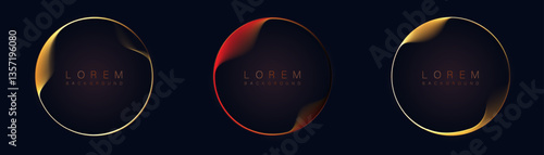 Abstract neon circles with smooth light transition effects on a dark background. Futuristic design. Vector graphics.