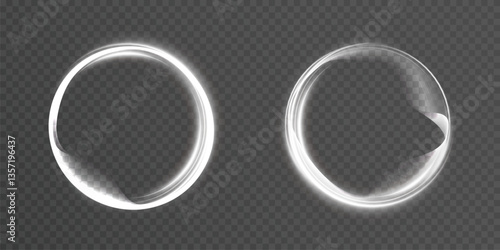 Abstract neon circles with smooth light transition effects on a dark background. Futuristic design. Vector graphics.