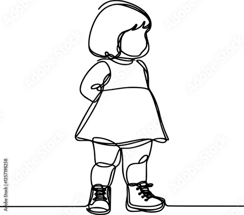 Laughing toddler simple line sketch minimal vector art